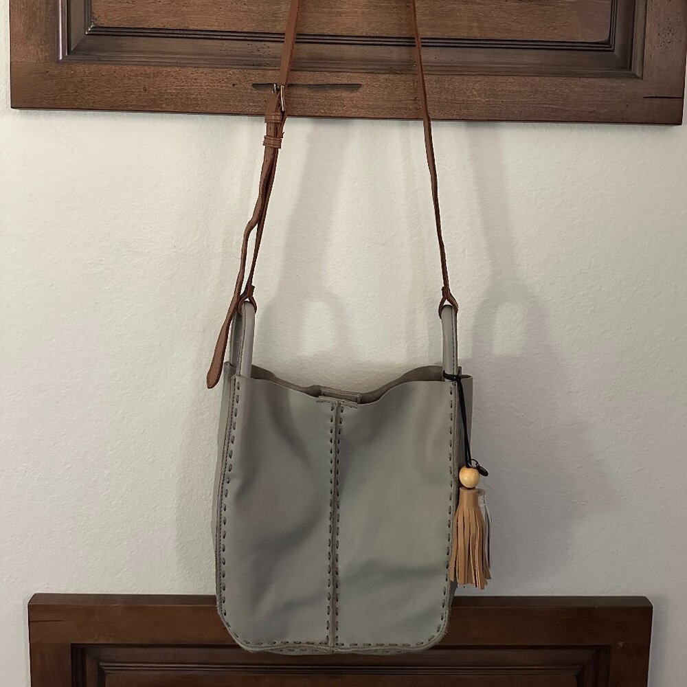 The Sak Los Feliz Tote Bag Leather Grey Brown Purse